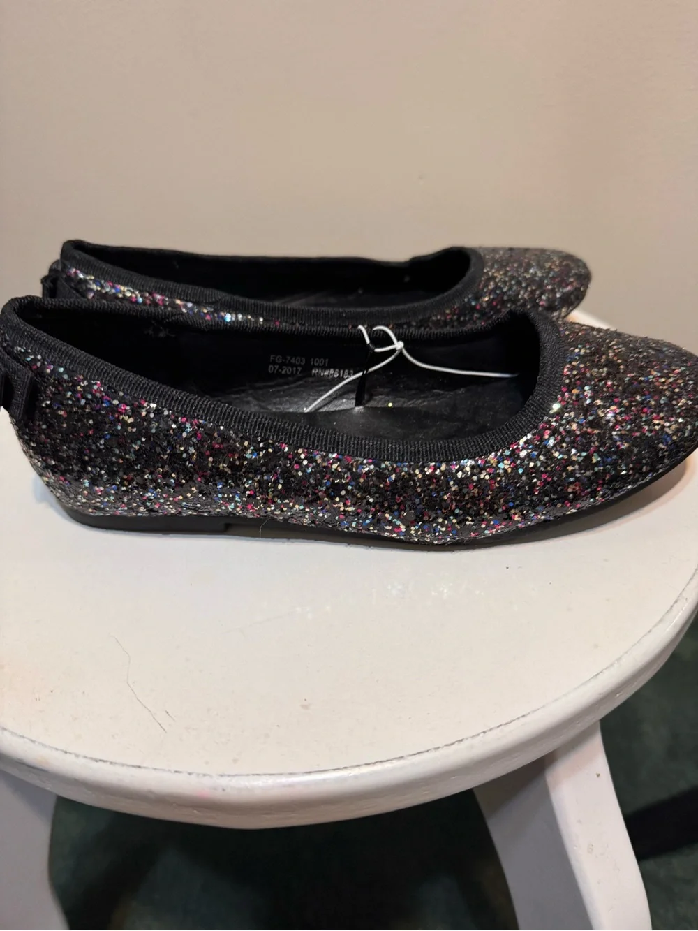 Capelli of New York Black Glitter Kids Ballet Flats